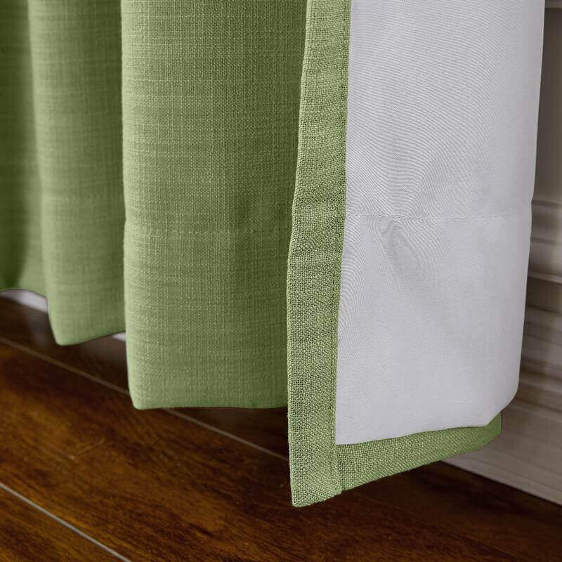 CUSTOM Liz Olive Polyester Linen Curtain Drapery with Lined