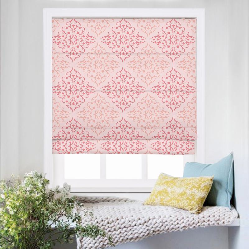 KRISTINE Geometric Print Polyester Linen Roman Shade