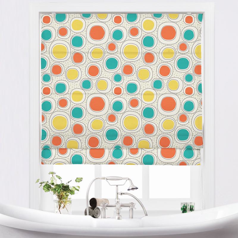 OLIVER Abstract Print Polyester Linen Room Darkening Roman Shade