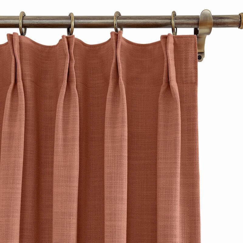 CUSTOM Liz Firebrick Polyester Linen Curtain Drapery with Lined