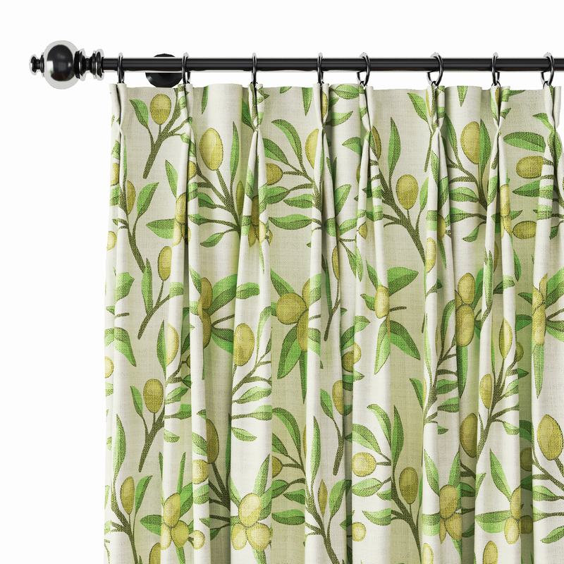 Nature Print Polyester Linen Curtain Drapery ASHER