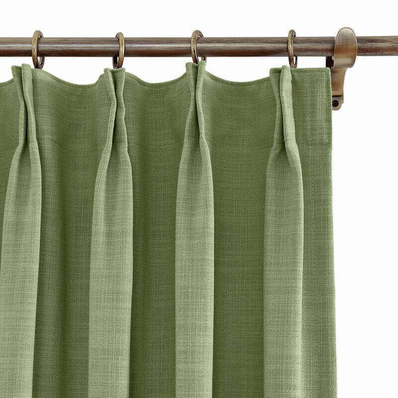 CUSTOM Liz Olive Polyester Linen Curtain Drapery with Lined