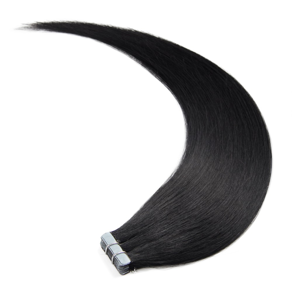 20pcs 50g Straight Tape In Hair Extensions #1 Jet Black