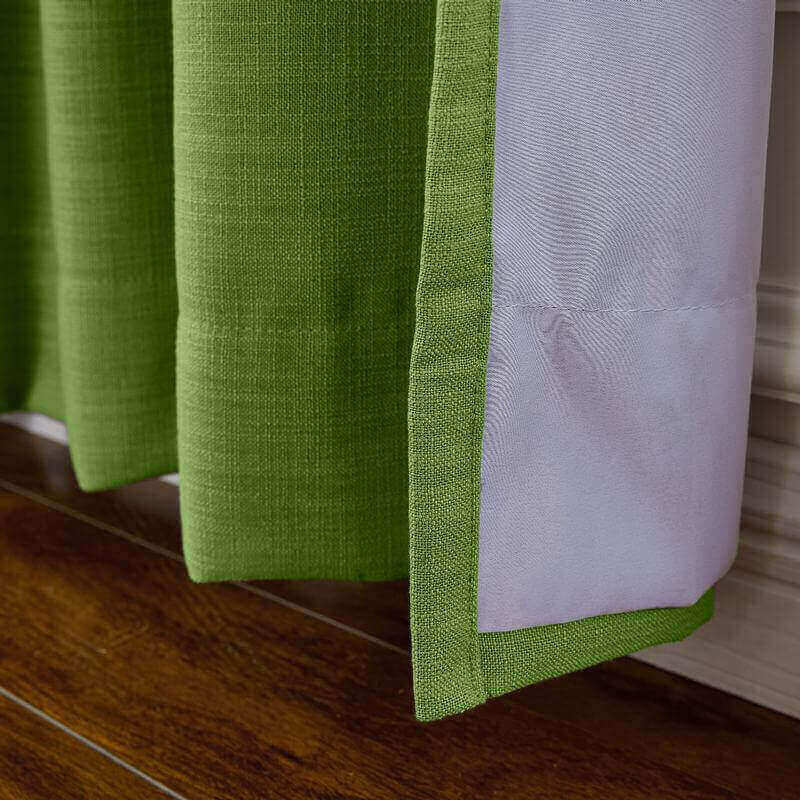 CUSTOM Liz Green Polyester Linen Window Curtain Drapery with Lined