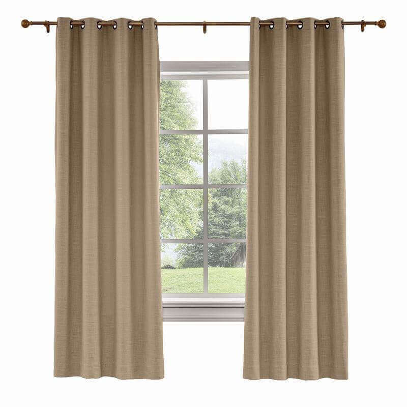CUSTOM Liz Rust Brown Polyester Linen Curtain Drapery with Lined