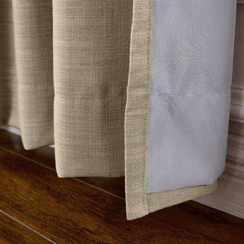 CUSTOM Liz Grey Beige Polyester Linen Window Curtain Drapery with Lined
