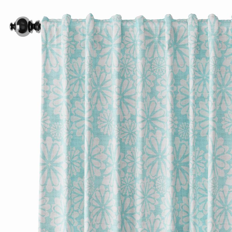 Geometric Print Polyester Linen Curtain Drapery CROWN