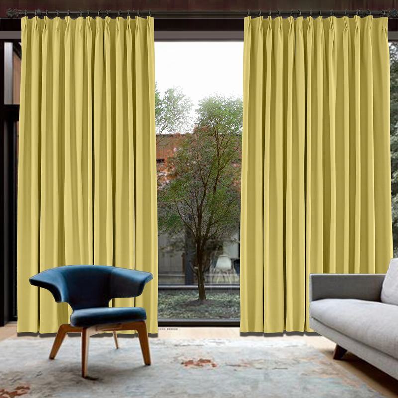 CUSTOM Capri Banana Yellow Blackout Curtains with Liner