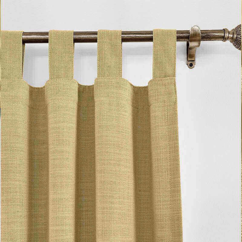 CUSTOM Liz Khaki Yellow Polyester Linen Window Curtain Drapery with Lined