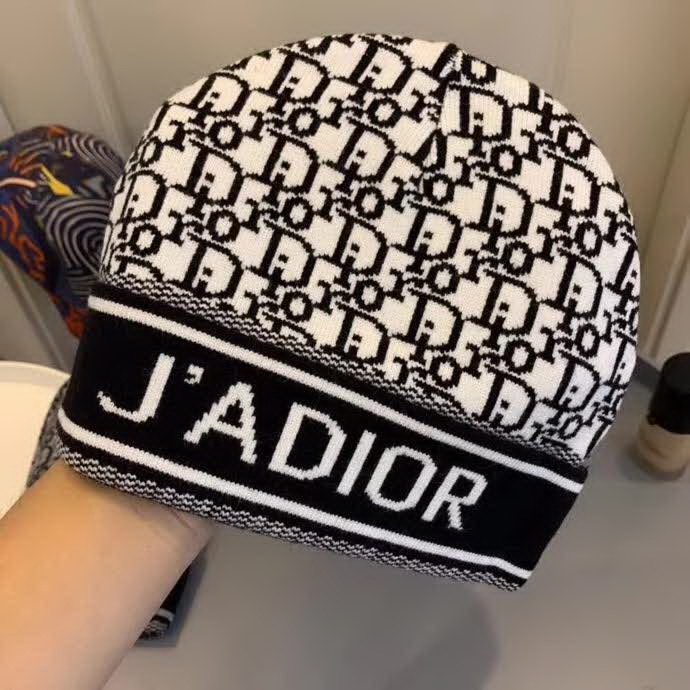 20冬季最新专柜款-迪奥Dior新款字母提花标针织羊毛毛线帽，定制羊毛，简约帅气新标志，男女同款超酷时尚街头风