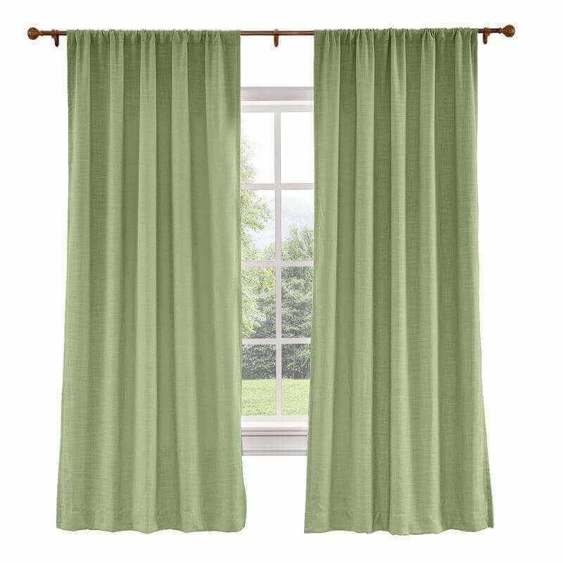 CUSTOM Liz Olive Polyester Linen Curtain Drapery with Lined