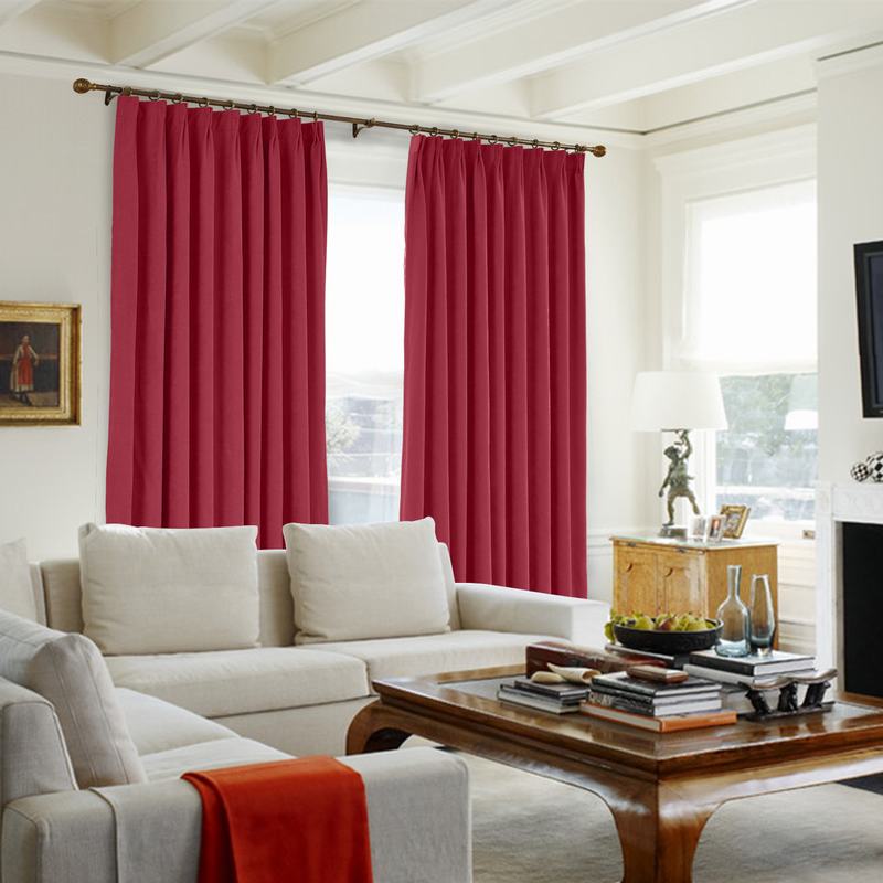 CUSTOM Kante Burgundy Polyester Cotton Drapery With Lining Curtains