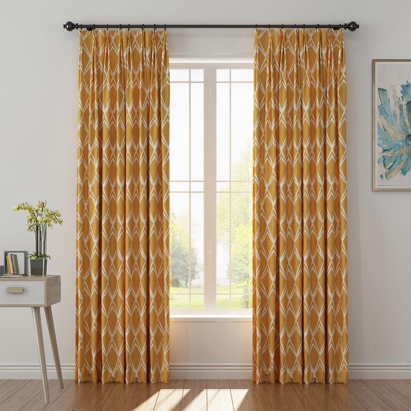 Geometric Print Polyester Linen Curtain Drapery JULIAN