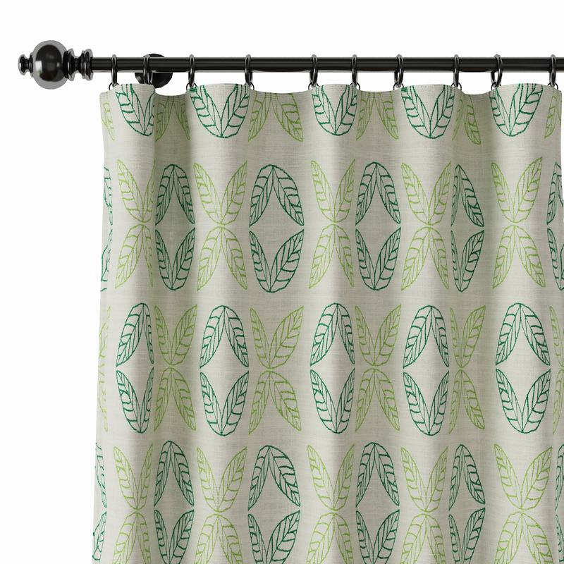 Nature Print Polyester Linen Curtain Drapery TUSCANY