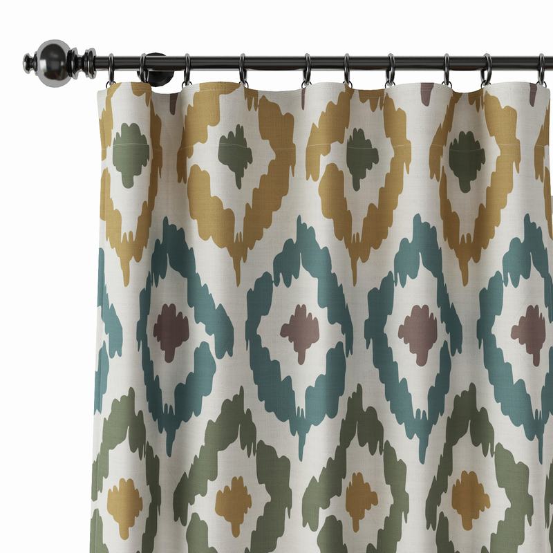 Abstract Print Polyester Linen Curtain Drapery ARYAN