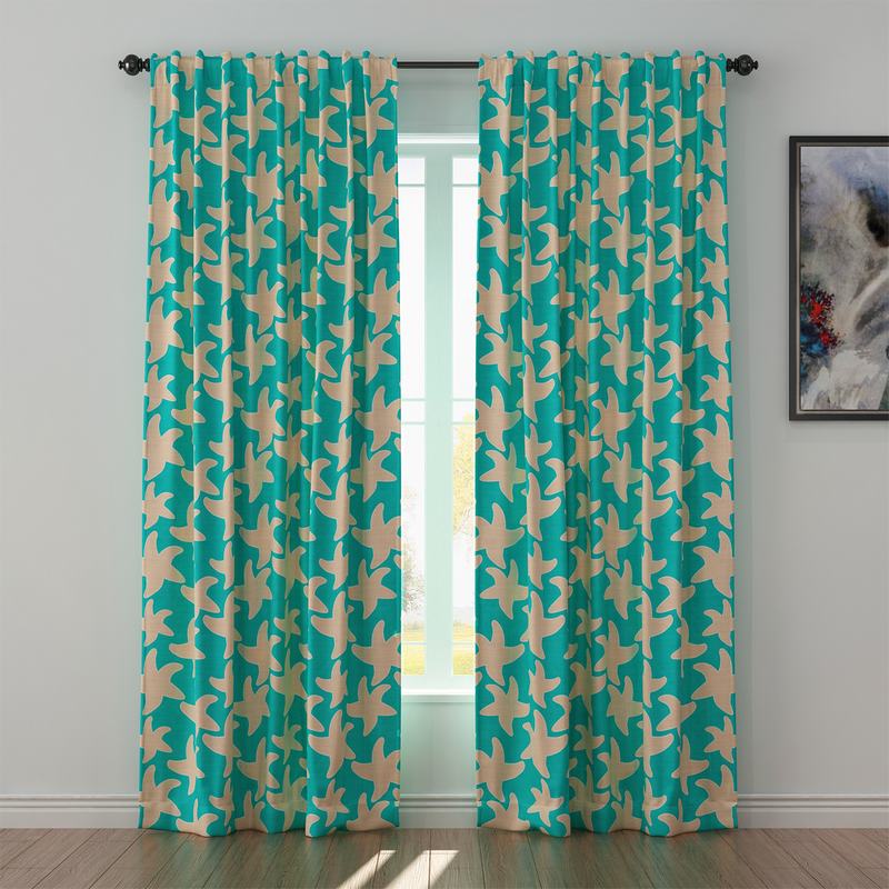 Abstract Print Polyester Linen Curtain Drapery JUEYE