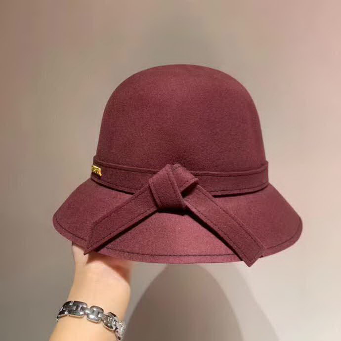 20冬季最新专柜款-Chanel2020秋冬新款羊毛礼帽，蝴蝶结盆帽，羊毛面料，高端定制