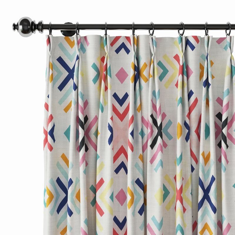 Geometric Print Polyester Linen Curtain Drapery ARAV