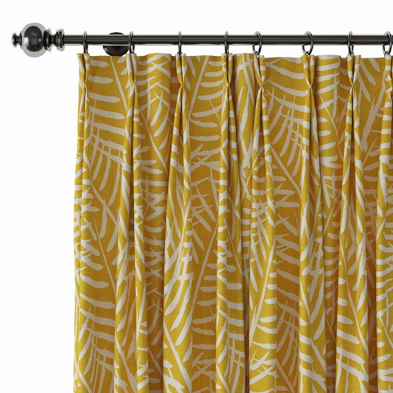 Nature Print Polyester Linen Curtain Drapery with Privacy Blackout Thermal Lining CANDICE