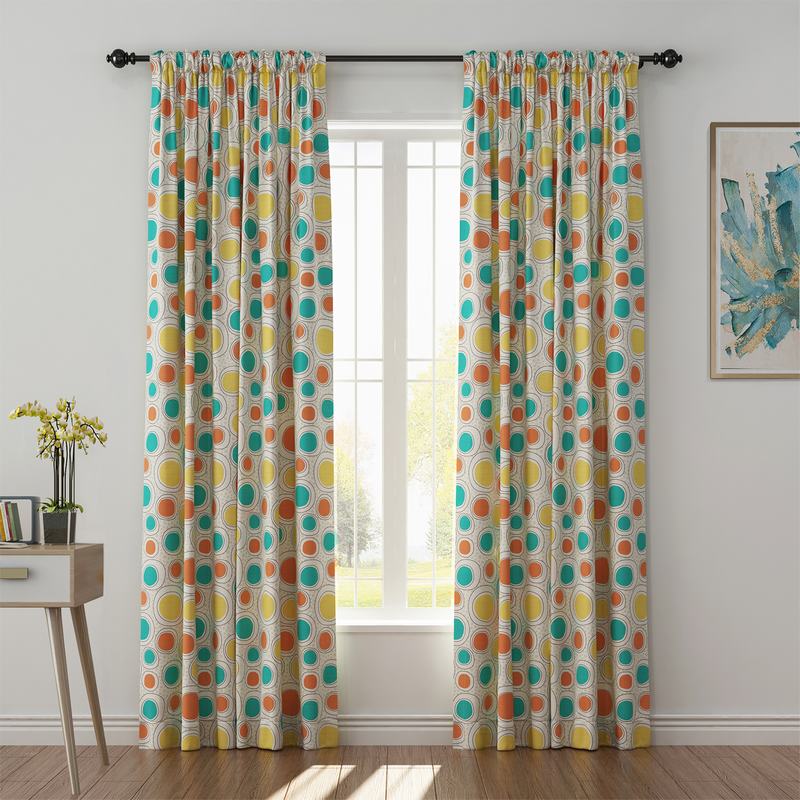 Abstract Print Polyester Linen Curtain Drapery OLIVER