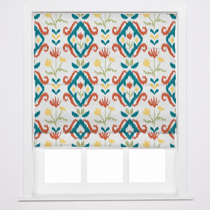 ANGELIA Ethnic Print Polyester Linen Roman Shade