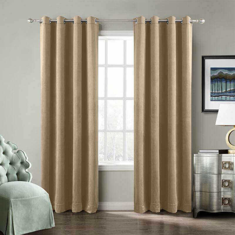 CUSTOM Birkin Taupe Camel Velvet Curtain Drapery With Lining For Traverse Rod Pole or Track