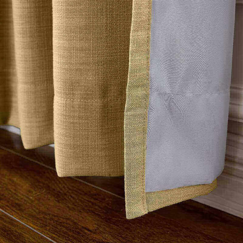 CUSTOM Liz Khaki Yellow Polyester Linen Window Curtain Drapery with Lined