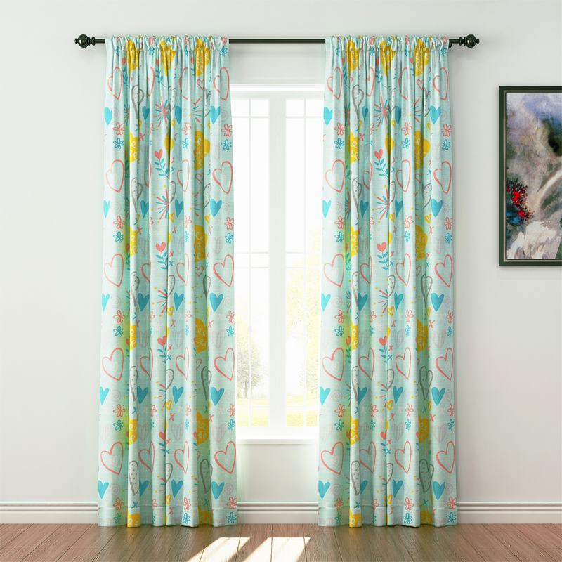 Kids Print Polyester Linen Curtain Drapery FINN
