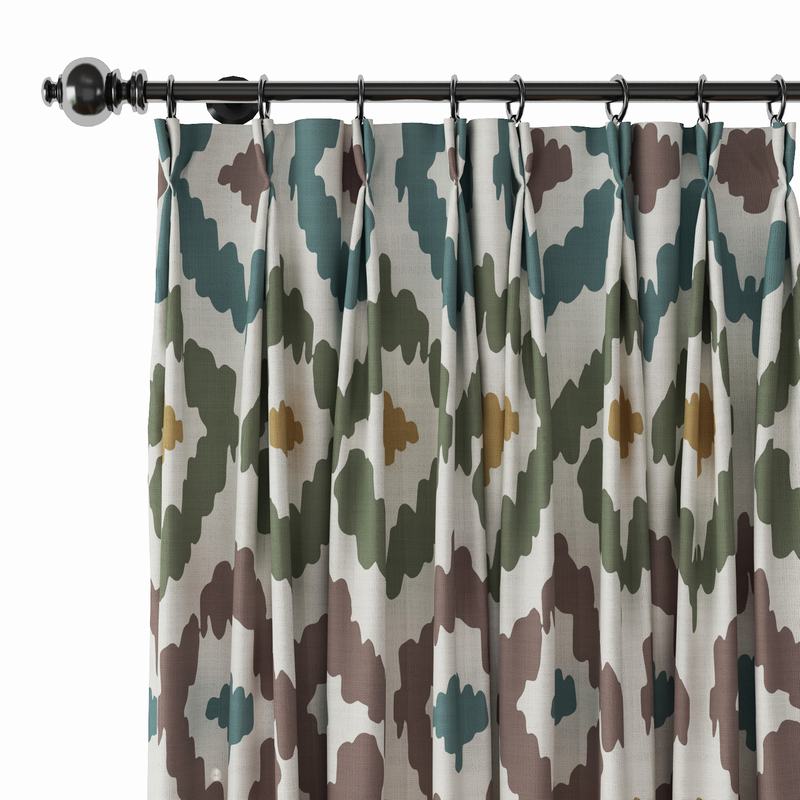 Abstract Print Polyester Linen Curtain Drapery ARYAN