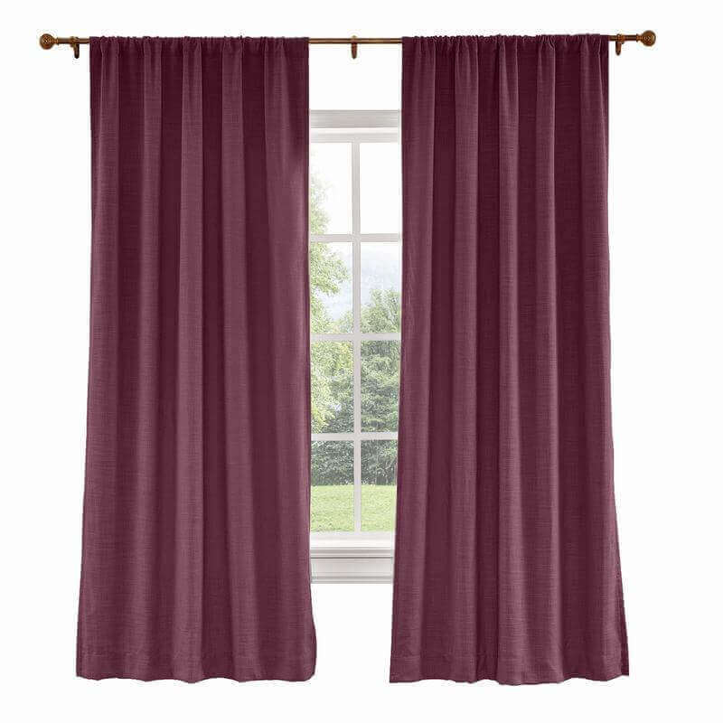 CUSTOM Liz Plum Polyester Linen Curtain Drapery with Lined