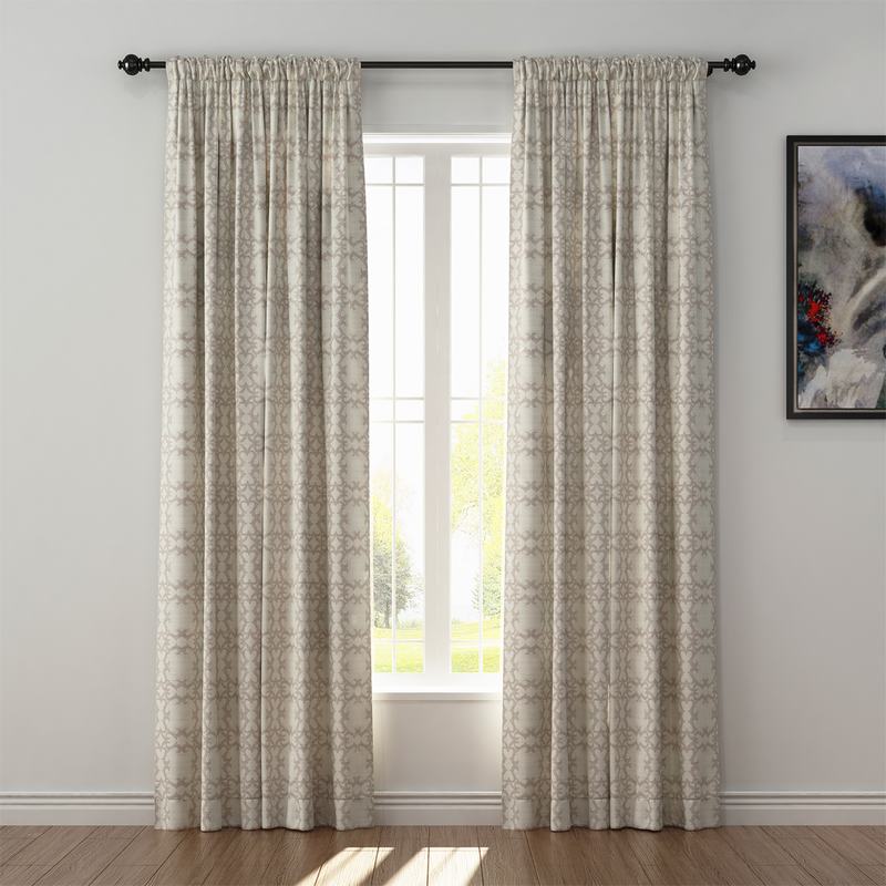 Geometric Print Polyester Linen Curtain Drapery SUMA