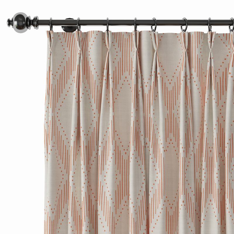 Geometric Print Polyester Linen Curtain Drapery with Privacy Blackout Thermal Lining CAROL