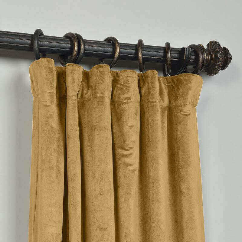 CUSTOM Birkin Wheat Velvet Curtain Drapery With Lining For Traverse Rod Pole or Track