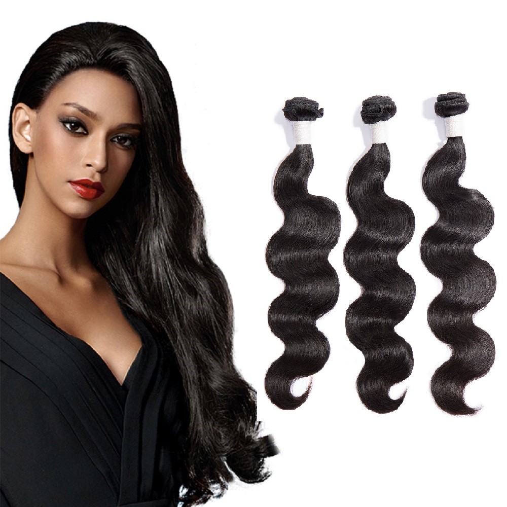 【Platinum 7A】10 -30 3 Bundles Body Wavy Virgin Brazilian Hair Natural Black 300g