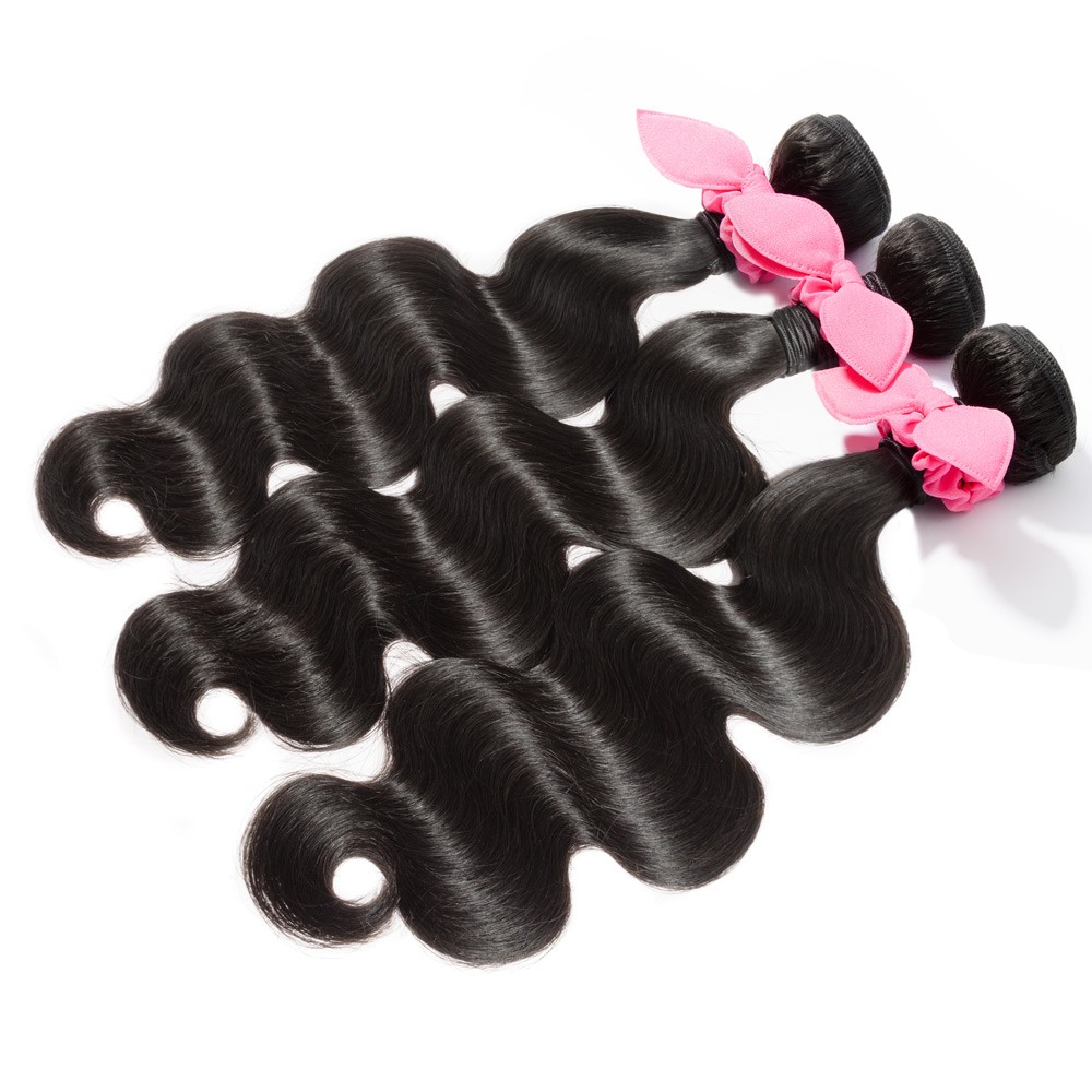 【Platinum 7A】3 Bundles Body Wavy Brazilian Virgin Hair 300g With 4*4 Body Wavy Free Part Lace Closure