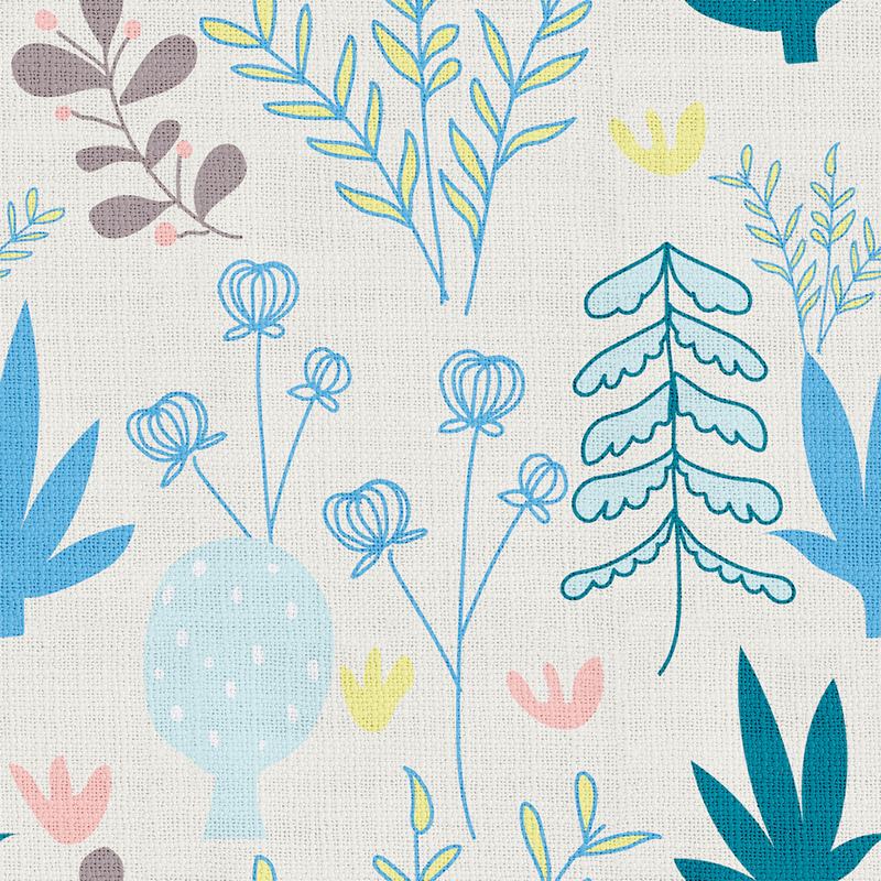 Floral Print Polyester Linen Curtain Drapery with Privacy Blackout Thermal Lining ALINA