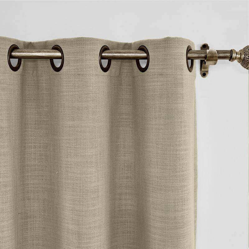 CUSTOM Liz Grey Beige Polyester Linen Window Curtain Drapery with Lined