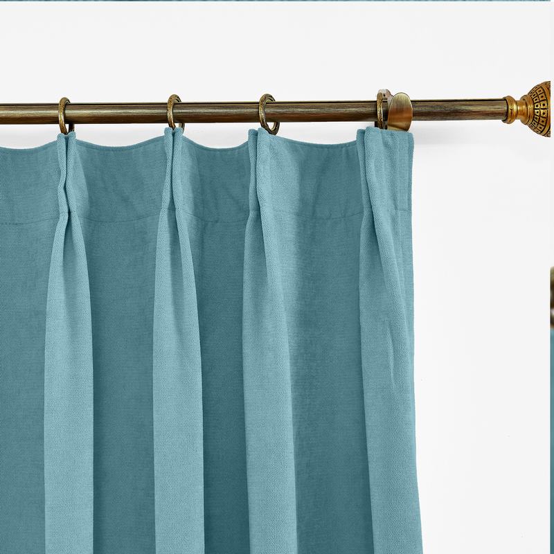 CUSTOM Kante Everglade Teal Polyester Cotton Drapery With Lining Curtains