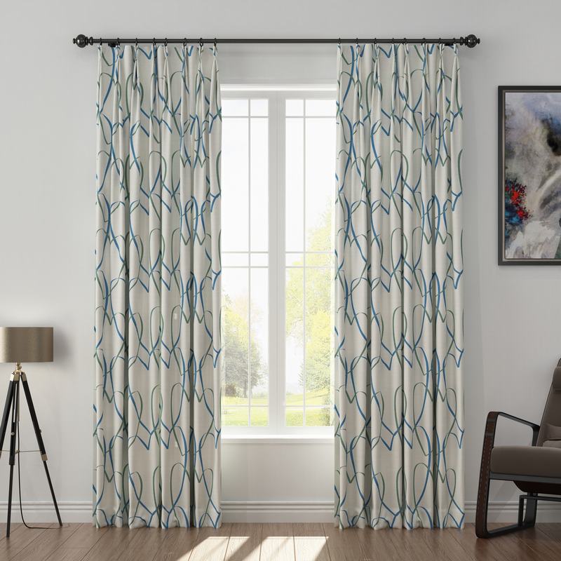 Love Print Polyester Linen Curtain Drapery with Privacy Blackout Thermal Lining CHRIS