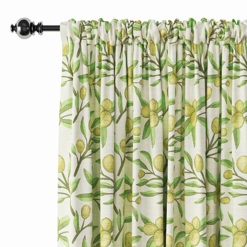 Nature Print Polyester Linen Curtain Drapery ASHER