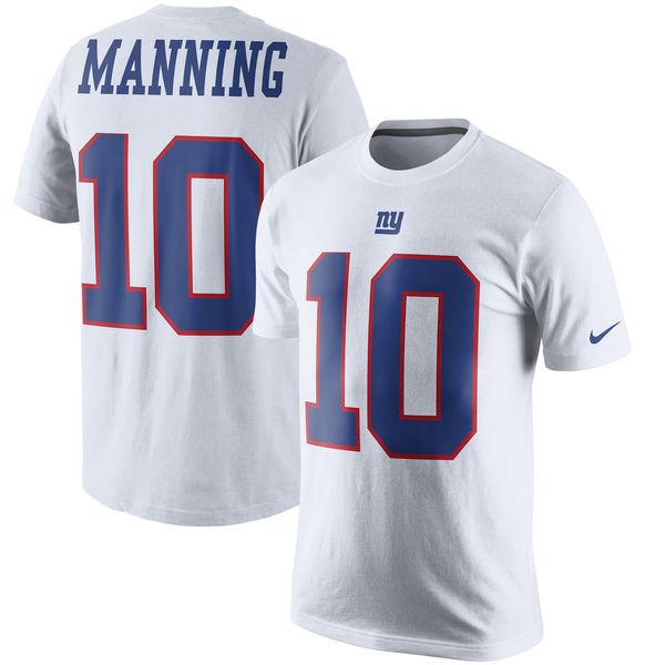 Men's New York Giants Eli Manning Nike White Color Rush Player Pride Name & Number T-Shirt