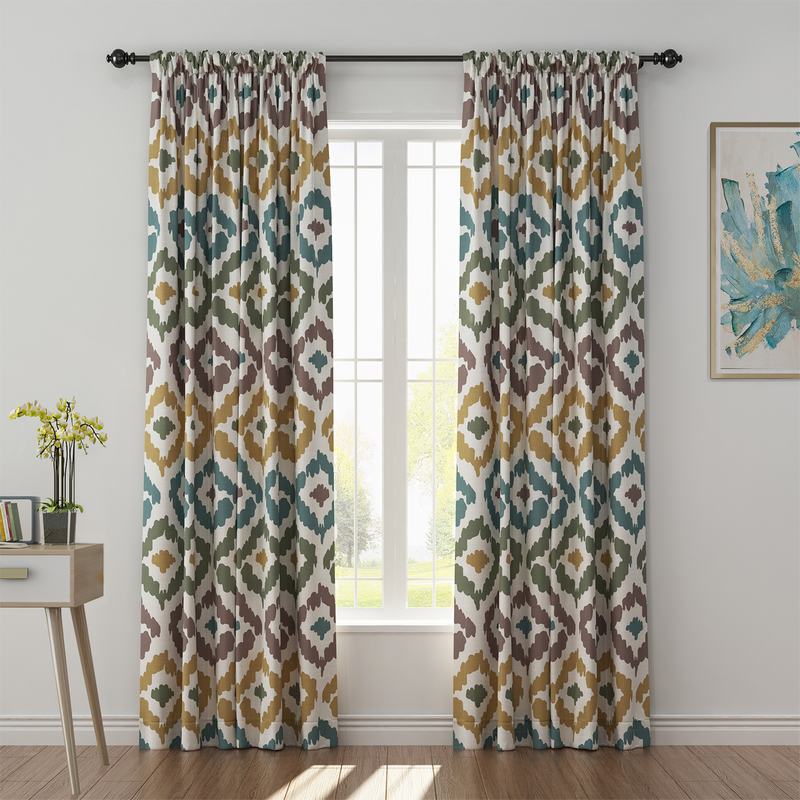 Abstract Print Polyester Linen Curtain Drapery ARYAN