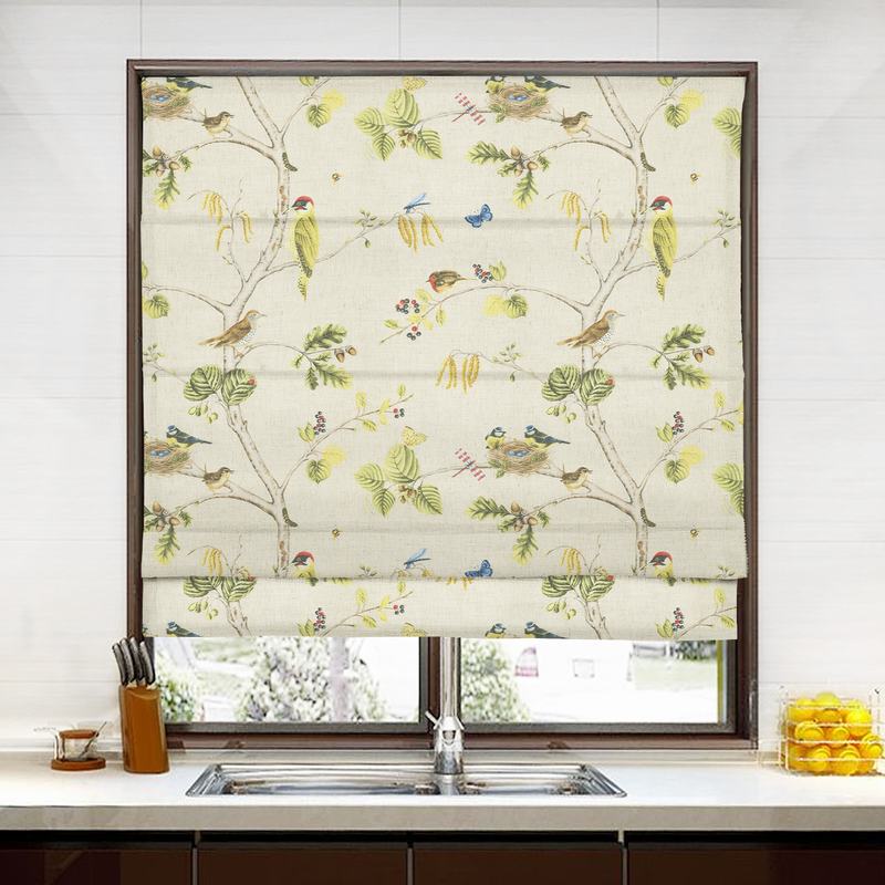 SOPHIA Rural Pastoral Print Polyester Cotton Roman Shade