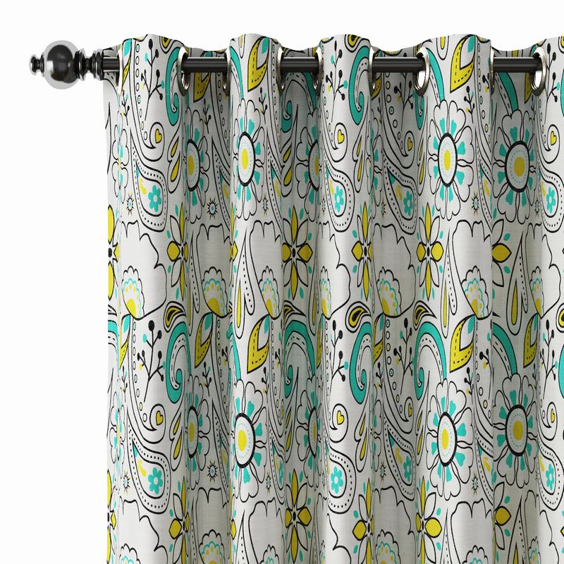 Paisleys Print Polyester Linen Curtain Drapery ATLAS