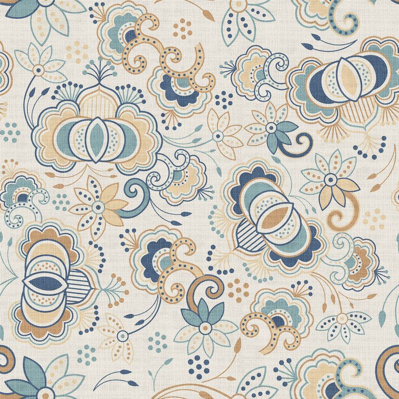 Paisleys Print Polyester Linen Curtain Drapery PALM