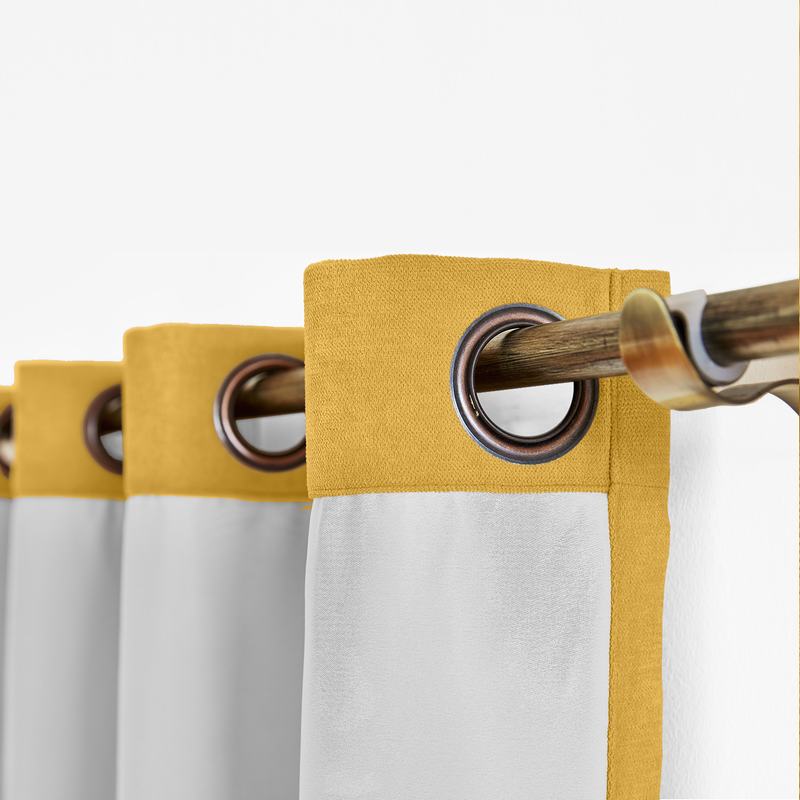 CUSTOM Kante Yellow Polyester Cotton Drapery With Lining Curtains