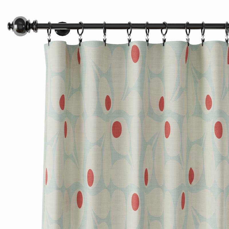 Abstract Print Polyester Linen Curtain Drapery PARROT
