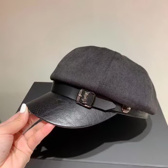 20冬季最新专柜款-圣罗兰ysl新款八角帽南瓜帽，Pu帽檐搭衣必备鸭舌帽