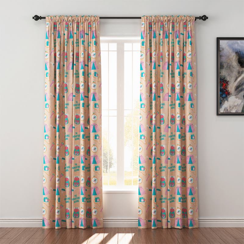 Kids Print Polyester Linen Curtain Drapery SILAS