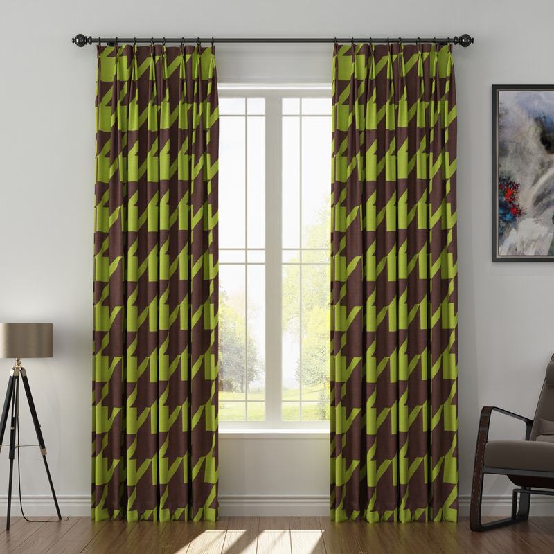 Abstract Print Polyester Linen Curtain Drapery with Privacy Blackout Thermal Lining BETTE